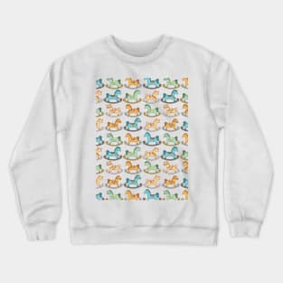 Cute and Adorable Rocking Horse Seamless Pattern Design Crewneck Sweatshirt